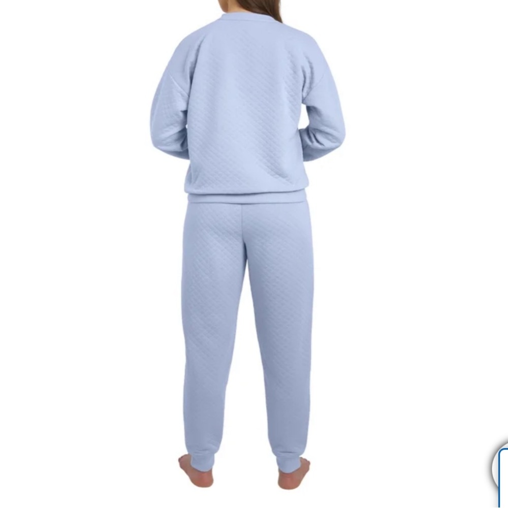 NEW Lands End Quilted V‑Neck 2‑Piece Lounge Set — Light Blue - Picture 3 of 5